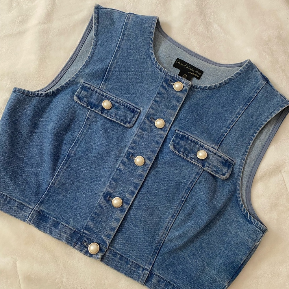 house of harlow pearl button vest